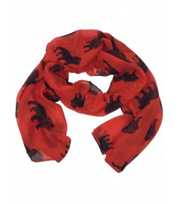 Bulldog Multi Color Lightweight Polyester Long Straight Scarf - Red & Black - CQ1869HGU76