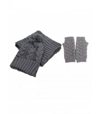 Jelinda Women Warm Knitted Scarf Gloves and Hat Winter Set - Gray - CI12O7D0FVG