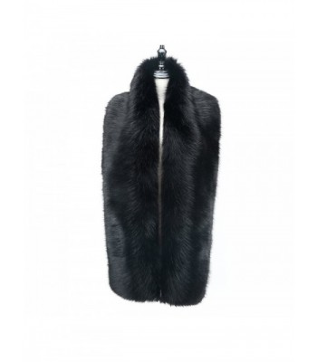 Caracilia Women Winter Warm Faux Fox Fur Collar Scarf Stole Long Scarf Shawl - Black180cm - CY186DL654Y