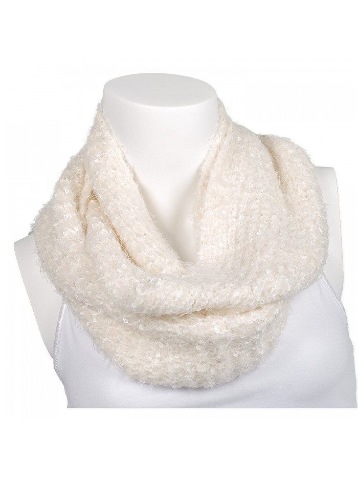 Snoozies Womens Thick and Soft Winter Knit Infinity Scarf - Soft Sequin - White - C4127DHM0B1