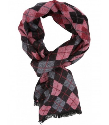 Sakkas Ezel Long Warm Argyle Patterned UniSex Cashmere Feel Scarf - Pink - C112LBFBO6N