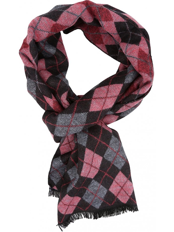 Sakkas Ezel Long Warm Argyle Patterned UniSex Cashmere Feel Scarf - Pink - C112LBFBO6N