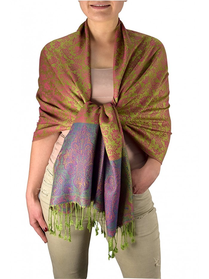 Peach Couture Royal Vine Vintage Pashmina Paisley Jacquard Scarf Shawl Wrap - Green Red - CY128IP2OOP