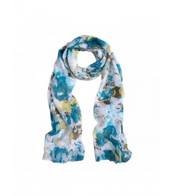 Elegant Watercolor Paint Floral Scarf -Different Colors Available - Blue - C011IYUZ8WZ