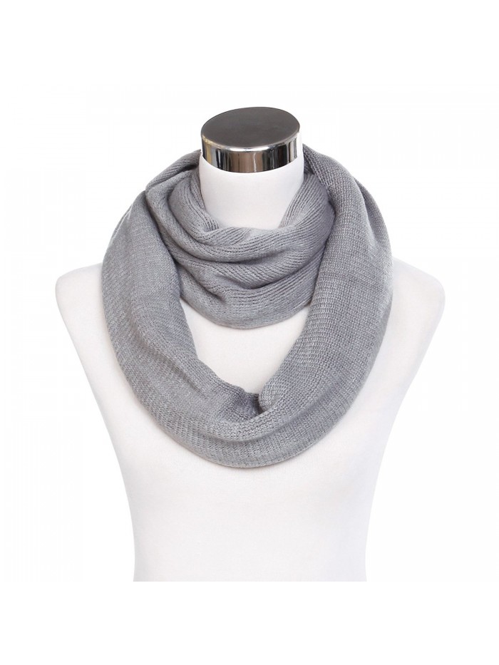 Premium Fine Knit Solid Color Winter Infinity Loop Circle Scarf -Diff Colors - Grey - CD129R2XHFX