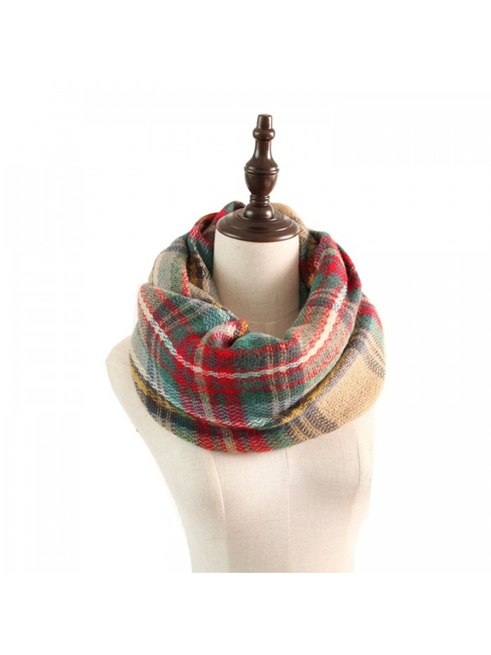 MissShorthair Women's Light Weight Colorful Painting Plaid Tartan Infinity Scarf - 11 Light Brown Plaid - CK1862CLACO