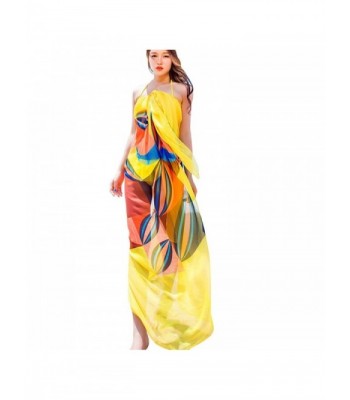 Leezo Women Summer Beach Bikini Swimsuit Wrap Chiffon Shawl Scarf Cover UPS - Yellow D - C817YGRUO0D