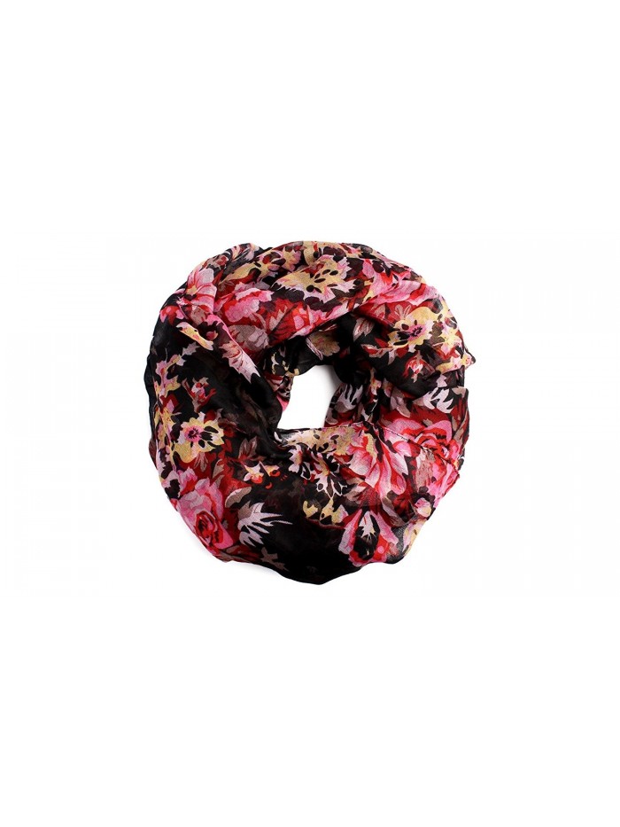 MYS Collection Women's Floral Winter Infinity Circle Loop Scarf - Black - CP12GFKY30N