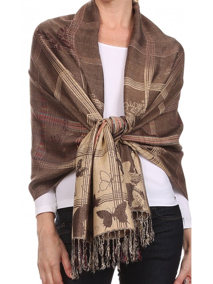 Sakkas Tricia Multi-Colored Silky Butterfly Pashmina/ Shawl/ Wrap/ Stole - 1-brown - CH124TLY9RR