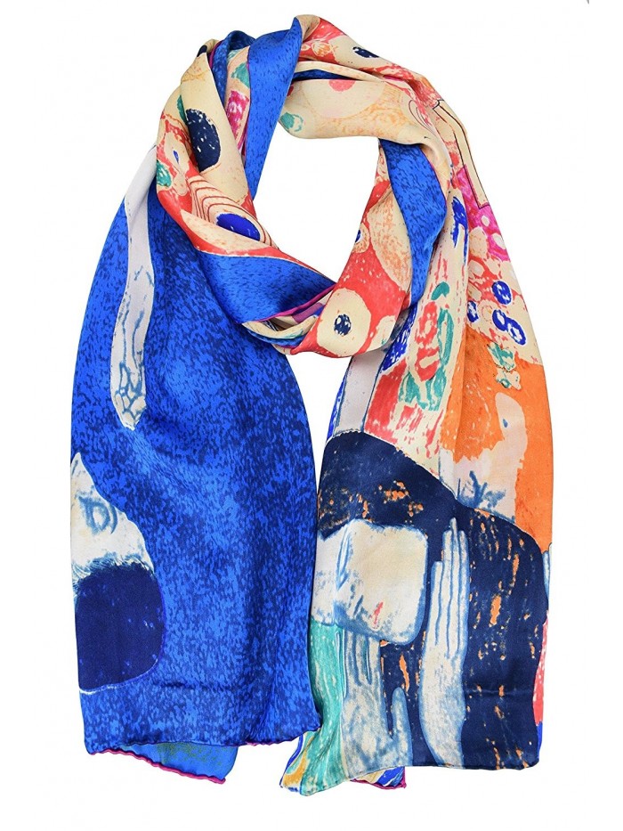 ELEGNA Luxurious 100% Silk Scarf Shawl Gustav Klimt Hope II Blue - CU186267YNH