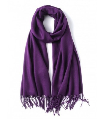 EBMORE Super Soft Solid Color Cashmere Feel Shawls Wraps Winter Light Scarf - Cashmere Purple - CY187ZL28H0