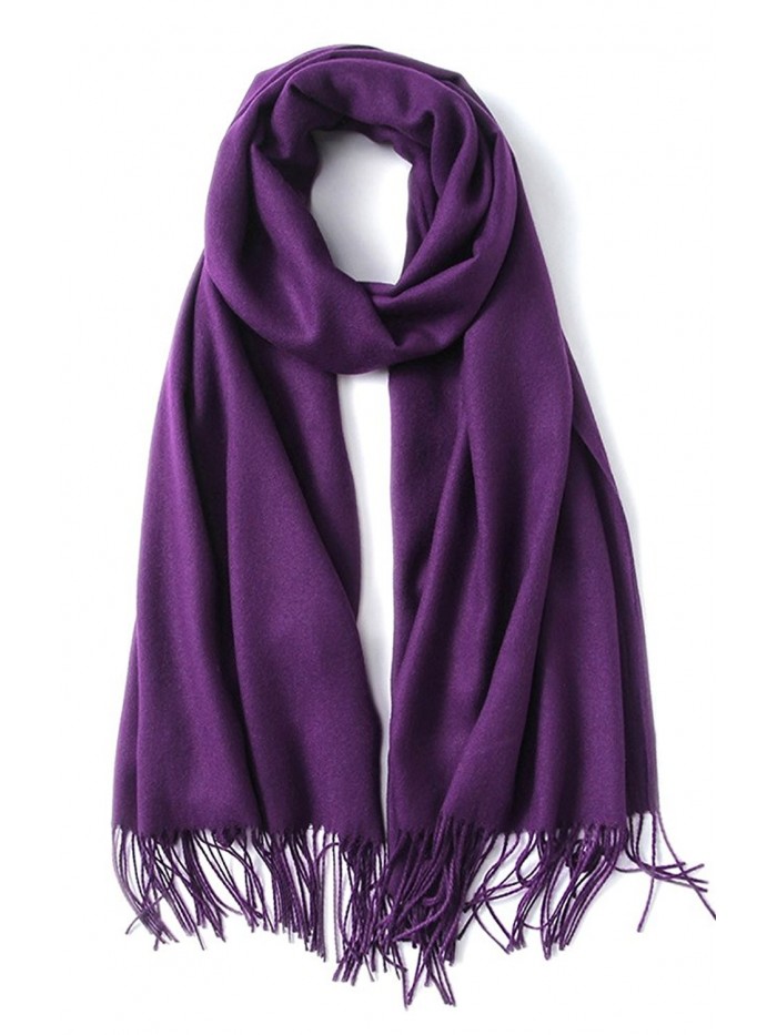 EBMORE Super Soft Solid Color Cashmere Feel Shawls Wraps Winter Light Scarf - Cashmere Purple - CY187ZL28H0