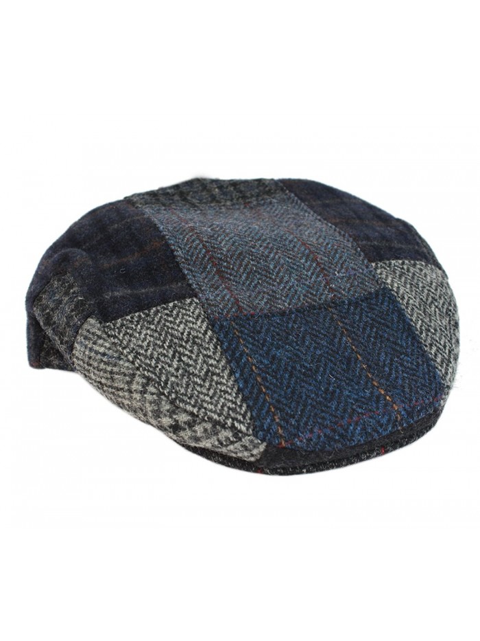 Mucros Irish Tweed Cap Patchwork Blue & Grey As Shown 100% Wool Made In Ireland - CJ1267Z503P