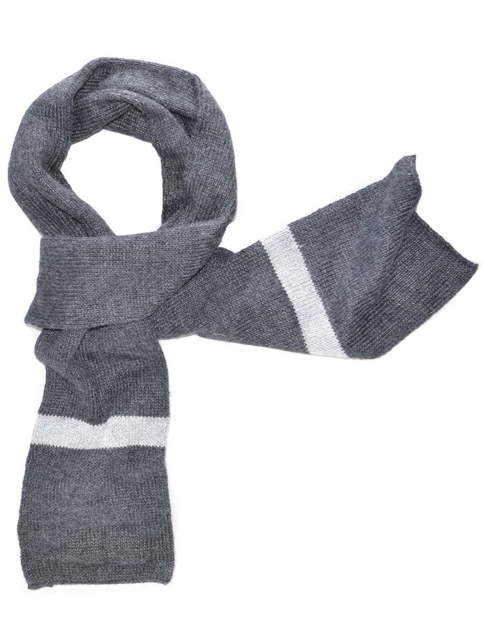 Gamboa - 100% Alpaca Scarf - Grey with Light Grey Stripes - Gray - CY1266OLD01