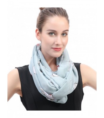 Lina & Lily Rabbit Bunny with Bow Tie Print Women's Infinity Scarf Lightweight - Pale Blue - CL11VW9VAB7