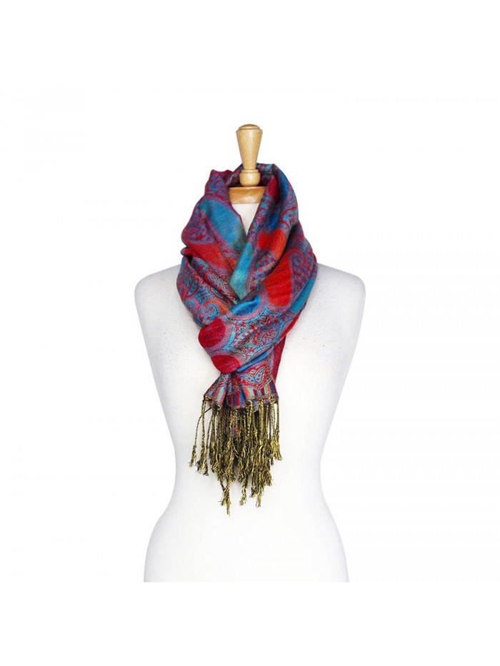 Paskmlna Paisley Pattern Tow Layered Woven Pashmina Shawl Scarf Wrap Stole - A18-06 - CQ129Z2D4WL