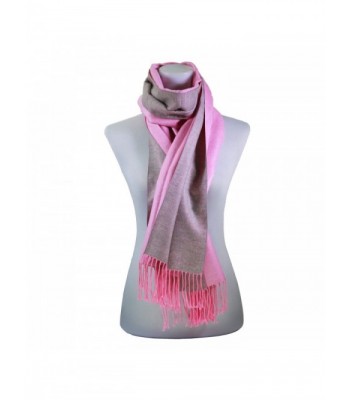 Women Pure color Scarf Authentic Cashmere Super Soft and Warm Wrap Shawl Scarf - Gray&pink - CP1872I4E3G