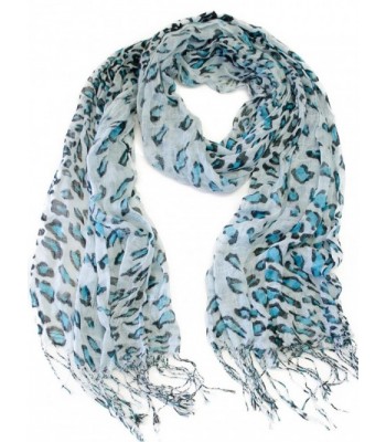 VegasHorizon Polyester Leopard Print Scarf - LightBlue - C511M9CT9PL