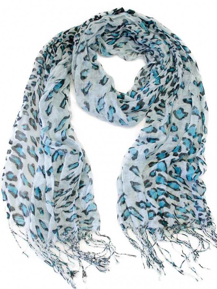 VegasHorizon Polyester Leopard Print Scarf - LightBlue - C511M9CT9PL