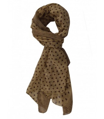 Peach Couture Soft Lightweight Fashion Charming Polka Dot Sheer Scarf Shawl Wrap - Tan/Brown - CH11KNL3MTJ