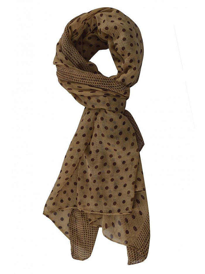 Peach Couture Soft Lightweight Fashion Charming Polka Dot Sheer Scarf Shawl Wrap - Tan/Brown - CH11KNL3MTJ