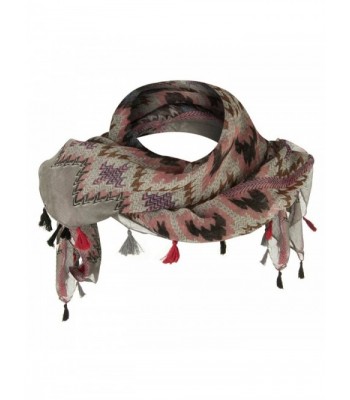 Women's Tribal Print Summer Scarf - Gray - CG11YAJ59YP