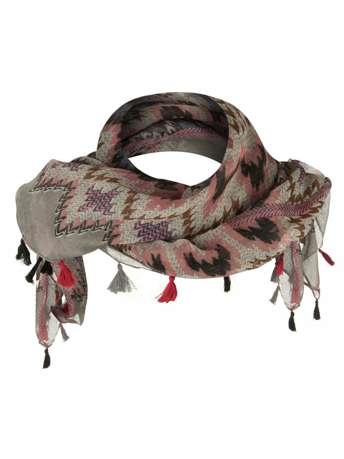 Women's Tribal Print Summer Scarf - Gray - CG11YAJ59YP