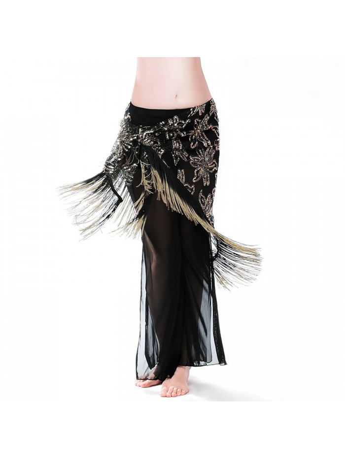 ROYAL SMEELA Women's Dual color Tassel Belly Dance Hip scarf - Gold - C812IR213OL