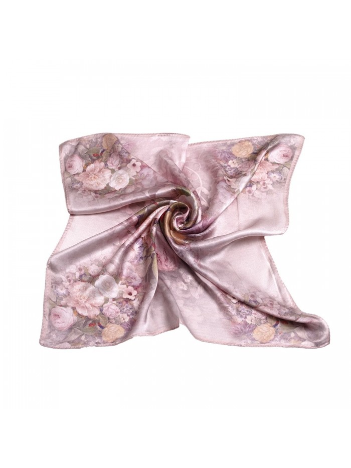 TrendsBlue Premium 100% Pure Silk Floral Print Small Square Scarf 21" - V1 - C312JISKG8H