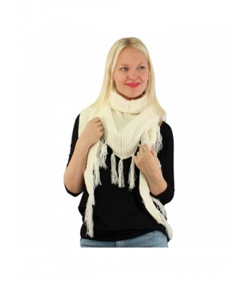 Winter Soft Chenille Triangle Tassle Chunky Fringe Thick Knit Scarf Wrap - Ivory - CY187346TIE