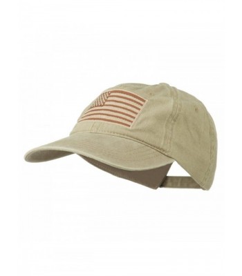 Tan American Flag Embroidered Washed Cap - Khaki - CC11TX73MO9