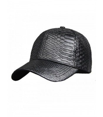 Pu Adjustable Baseball Cap Women Men Unisex Glossy Snake Skin Structured Caps Hat - CC18530R6XL