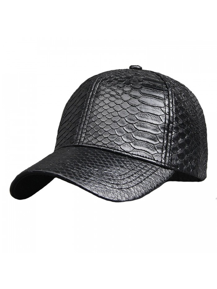 Pu Adjustable Baseball Cap Women Men Unisex Glossy Snake Skin Structured Caps Hat - CC18530R6XL