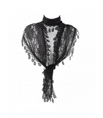 Silver Fever Elegant Vintage Skinny Lace Scarf - Black - C712F6S0EIP