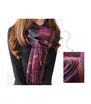Fashion Women Long Cashmere Wool Scarf Large Shawl Lady Plaid Scarf - Purple - CK127VAS4Z5
