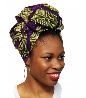 Yellow and Purple African Print Ankara Head wrap- Tie- scarf- Multicolor- One Size - CV12O0S4VTN