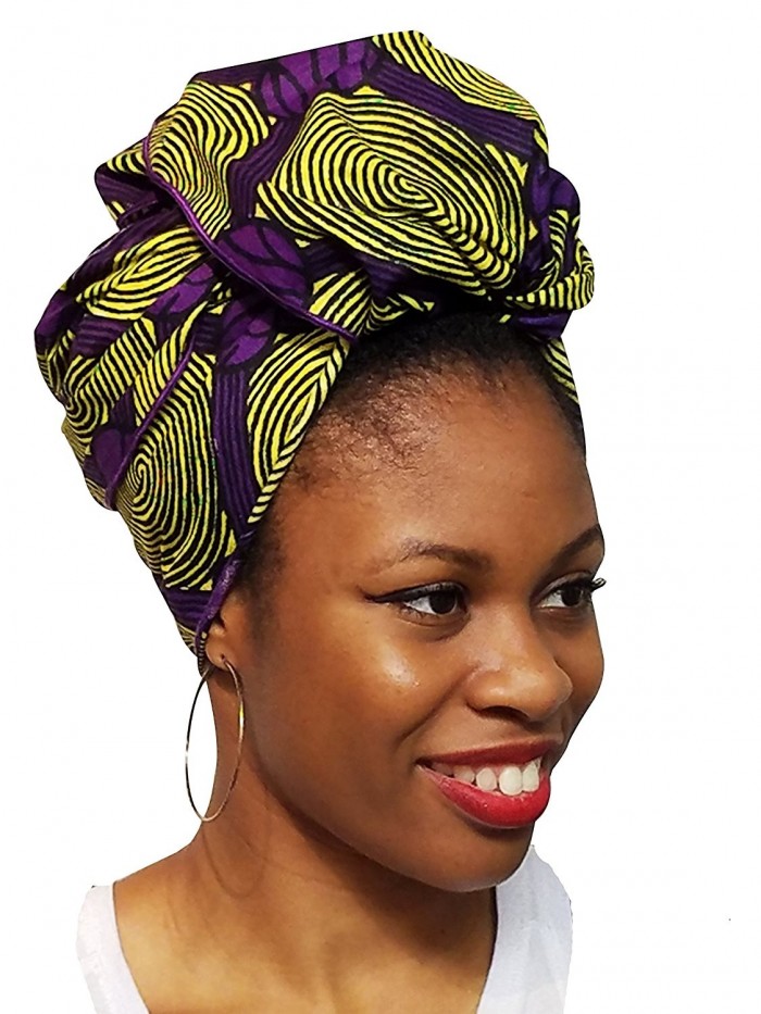 Yellow and Purple African Print Ankara Head wrap- Tie- scarf- Multicolor- One Size - CV12O0S4VTN