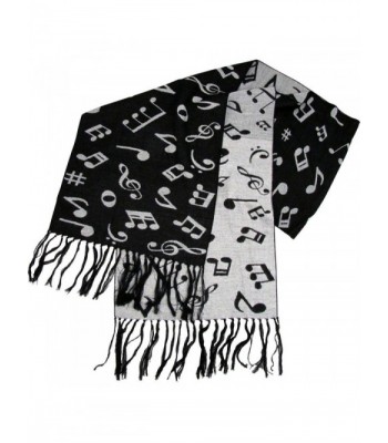 Scarf Muisc Notes Black & White Cashmere Like 12" X 72" - CO11BBAIQEL