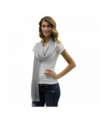 Silver Lightweight Mesh Metallic Scarf