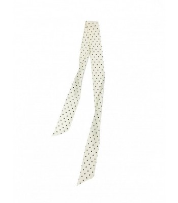 SilRiver Women's 100 % Silk Skinny Scarf- Necktie- Sash Tie-Headdress- Fashion Accessories - Black Dot - C2180EOERKA