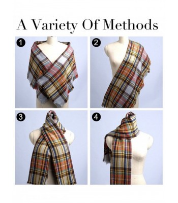 Women's Stylish Warm Blanket Tassels Scarf Soft Plaid Tartan Winter ...