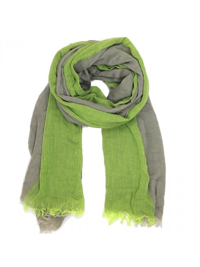 Bucasi Slate Striped Modern Stripe Scarf with Fringe - Green - CK11MYE17DV