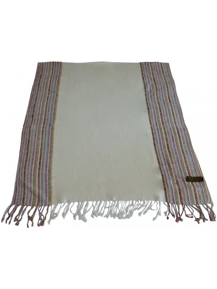 Moire Design Pashmina Shawl Scarf Wrap Stole Pashminas Shawls Seconds NEW - Cream - CA11YNNON4V