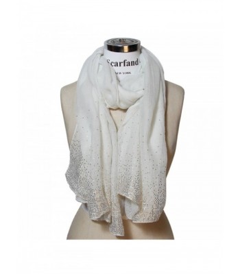 Scarfand's Solid Color Scarf with Crystals - Golden Foil White - CF11MFPH9D1