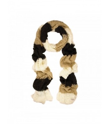Long Winter Warm Knit Striped Shimmer Scarf - Different Colors Available - Brown - CQ11CL25WIH