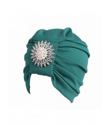 Fabal Women Lace Flower Turban Beanie Hat Bonnet Chemo Cap Muslim Scarf Hijab Lslamic Turbante - Green - CD184AAHD90