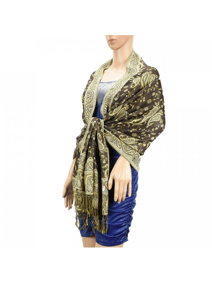 USBingoshop Women Elegant Cashew Soft Woven Silk Pashmina Shawl Wrap Scarf 80" x 27" - 12-brown - CS182GLCWK7