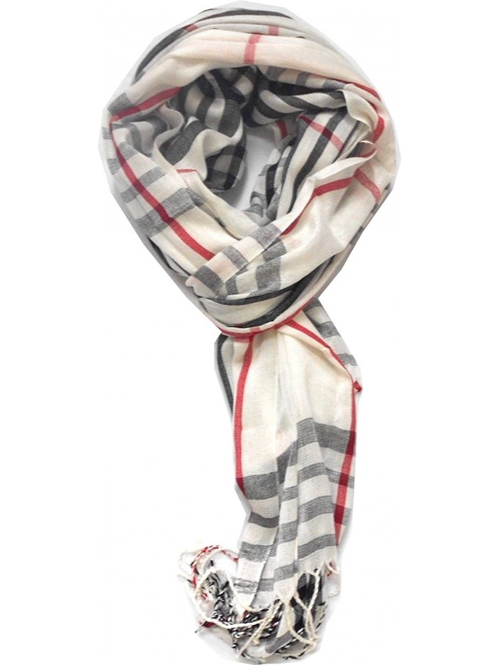 TitFus Classic Designer Inspired Plaid Pashmina Scarf Wrap shawl throw large (White) - C811JZR0SYJ