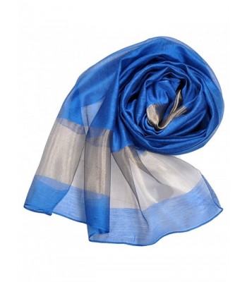 Wander Agio Women's Fashion Shade Large Shawl 55% Silk Scarf - Blue - CL11T4K6OEZ