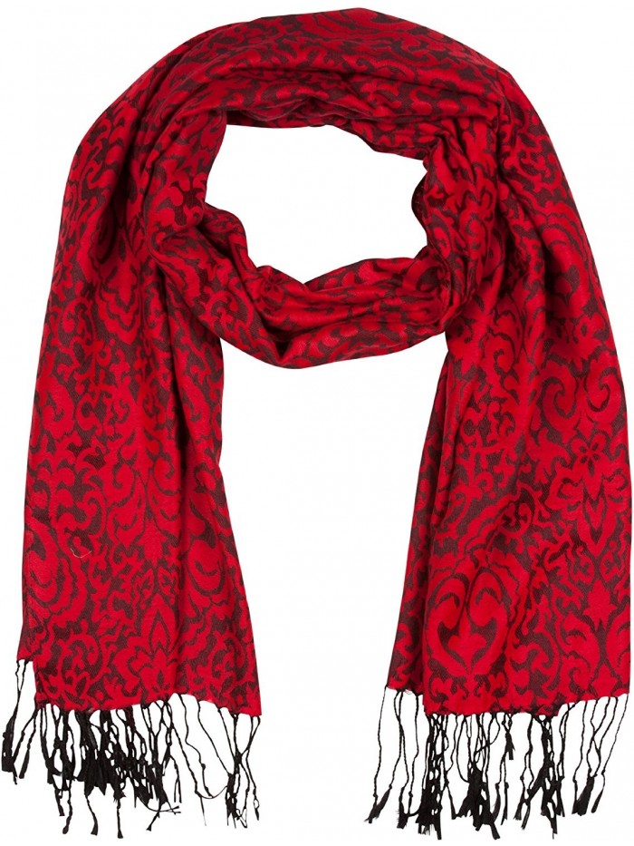 Sakkas Damask Pashmina Scarf / Stole / Wrap / Shawl - Scarlet Red - CM11JHIMRGN